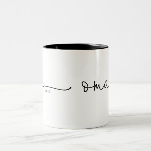 Oma gevestigd | Grandma Gift Tweekleurige Koffiemok (Center)