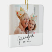 Oma Gevestigd Script Foto Keramisch Ornament (Rechts)