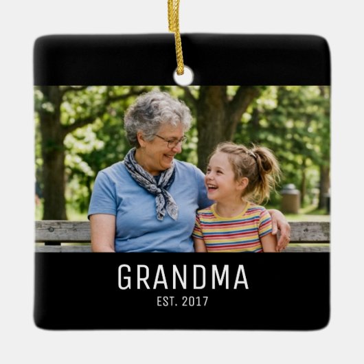 Oma Geword Foto Keramisch Ornament (Voorkant)