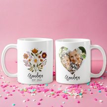 Oma gift foto girly floral koffie mok