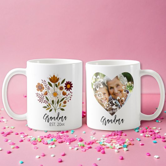 Oma gift foto girly floral koffie mok