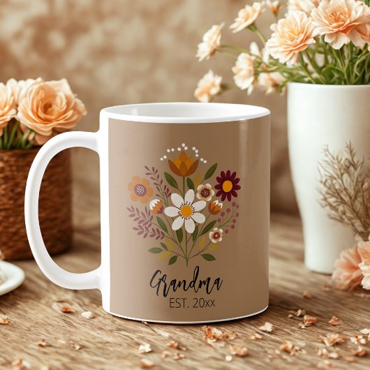 Oma gift foto girly floral koffie mok