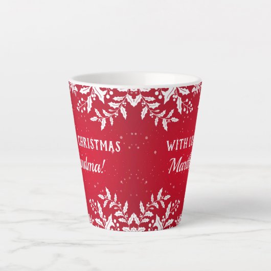 Oma Gift, Van Naam, Kerstmis Feestelijk Latte Mok (Voorkant)