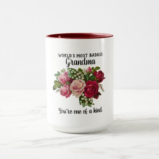 Oma Gifts - Badass Een van een Kind - Bloemen Mok (Midden)