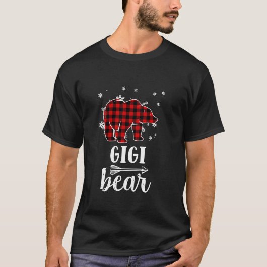Oma Gigi Beer Xmas Pajama Red Plaid Buffalo PJ T-shirt (Voorkant)