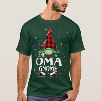 Oma Gnome Buffalo Plaid Matching Family Christmas  T-shirt