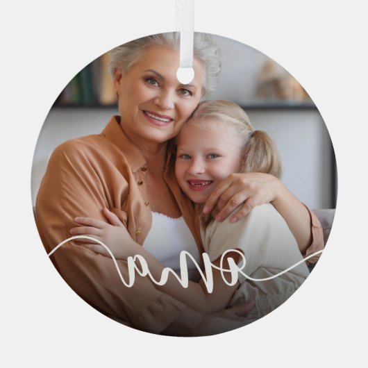 Oma Grandma Script Overlay Glas Ornament (Achterkant)