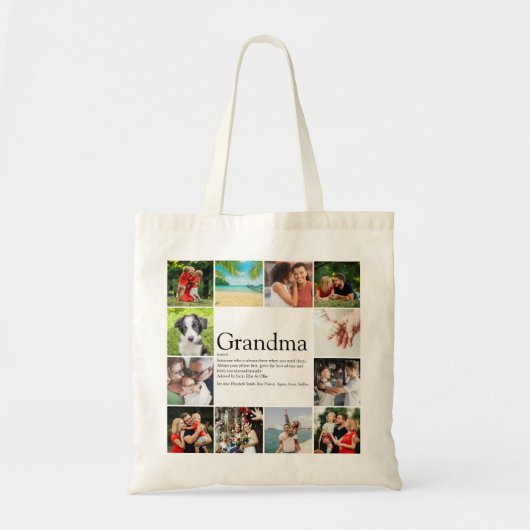 Oma, Grandmoeder Definition 12 Foto Collage Tote Bag (Voorkant)