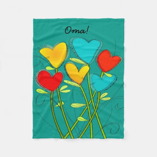 Oma Grandmoeder Fleece Blanket Blauwgroen blauw (Voorkant)