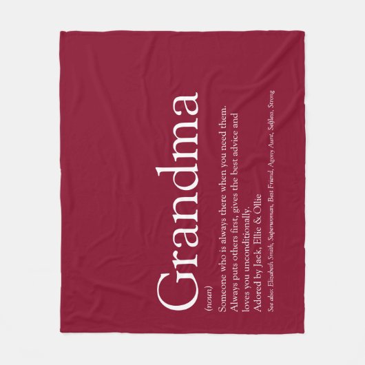 Oma Granny Definition Burgundy Modern Fun Fleece Deken (Voorkant)