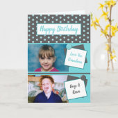 Oma grijs turquoise foto begroeting Verjaardag Kaart (Gele Bloem)