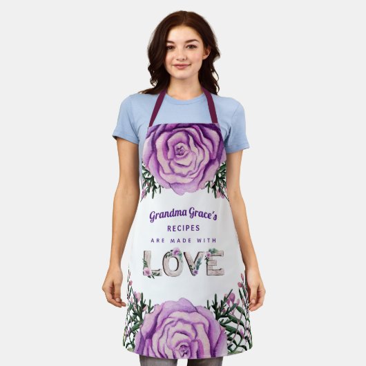 Oma Grootkinderen Gift Bloemen Koken Bakken Chefs Schort (Gedragen)