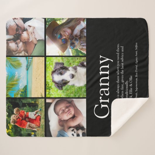 Oma, Grootmoeder Definitie Foto Collage Sherpa Deken (Voorkant (horizontaal))