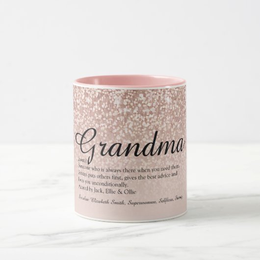 Oma Grootmoeder Definitie Roze Goud Glitters Mok (Midden)