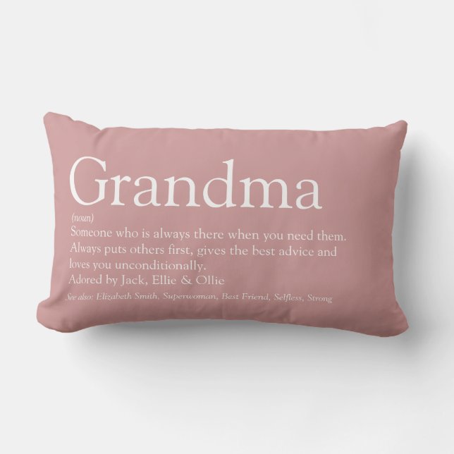 Oma Grootmoeder Definitie Stof Roze Roze Kussen (Voorkant)