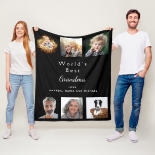 Oma grootmoeder foto zwart fleece deken