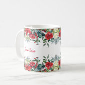 Oma Grootmoeder Kerst Roos Monogram Koffiemok (Voorkant links)