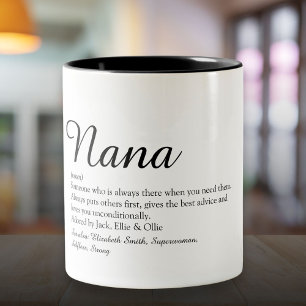 Oma, Grootmoeder, Nana Definitie Script Tweekleurige Koffiemok