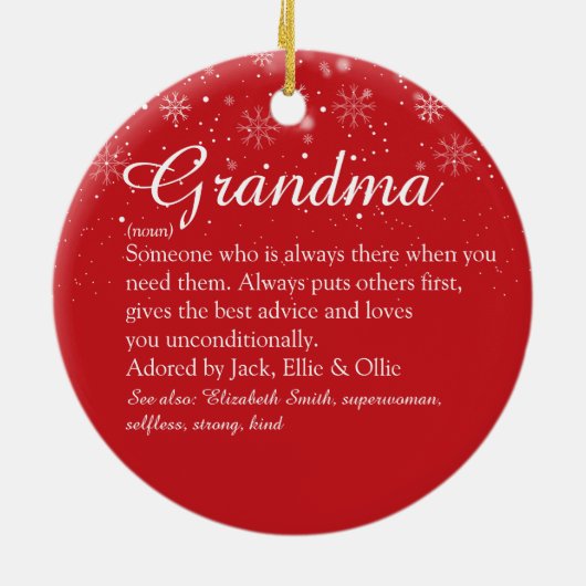 Oma Grootmoeder Oma Definitie Foto Kerstmis Keramisch Ornament (Achterkant)
