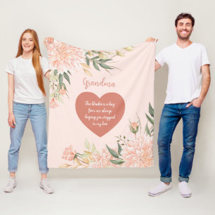 Oma Grootmoeder Quote Waterverf Roze Bloemen Fleece Deken