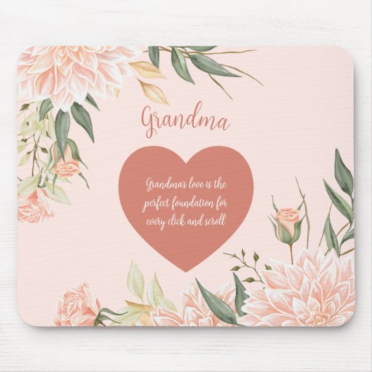 Oma Grootmoeder Quote Waterverf Roze Bloemen Muismat (Voorkant)