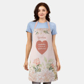 Oma Grootmoeder Quote Waterverf Roze Bloemen Schort (Gedragen)