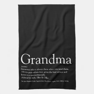 Oma Grootmoeder Zwart en Wit Citaat Theedoek
