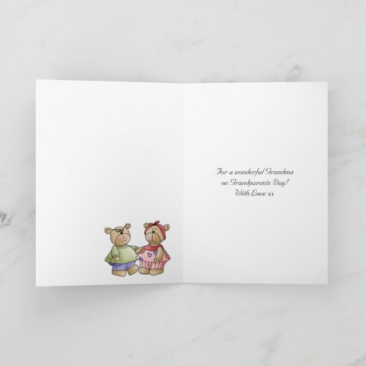 Oma Grootouders Dag Kaart - Rood en Wit Polk (Binnen)