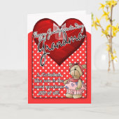 Oma Grootouders Dag Kaart - Rood en Wit Polk (Gele Bloem)