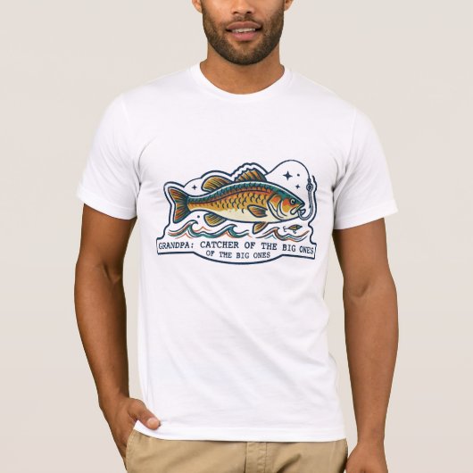 OMA GROOTSTE VISSER RETRO l VADERDAG T-shirt (Voorkant)