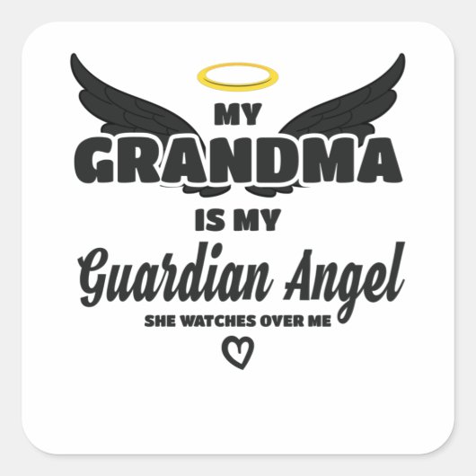 Oma Guardian Angel kijkt over mij in herinnering Vierkante Sticker (Voorkant)
