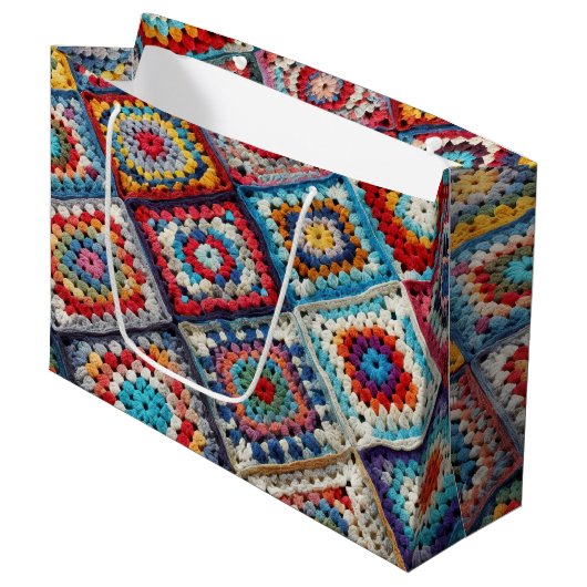 Oma-haaklappendeken  groot cadeauzakje (Voorkant Gekanteld)