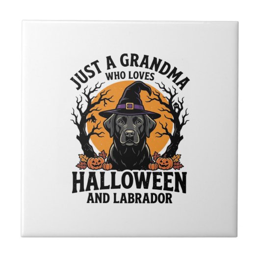 Oma Halloween Labrador Grappig Vintage_1 Tegeltje (Voorkant)