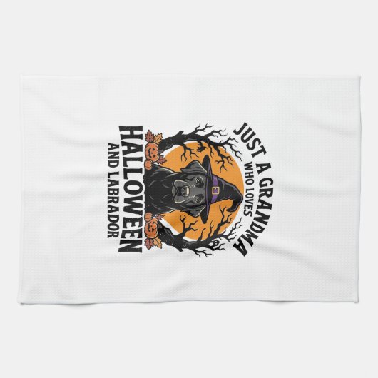 Oma Halloween Labrador Grappig Vintage_1 Theedoek (Horizontaal)