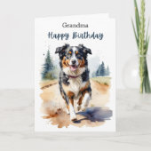 Oma Happy Birthday Australische herdershond Kaart (Voorkant)