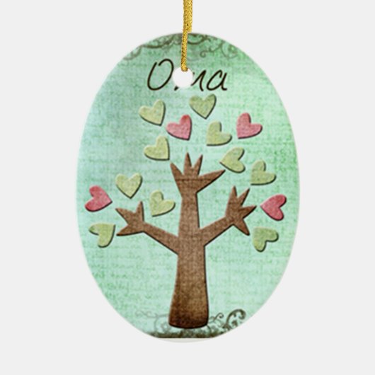 oma hart boom keramisch ornament (Voorkant)