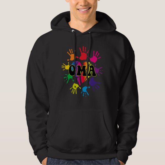 Oma hart hand print Kinder handafdruk oma moeder Hoodie (Voorkant)