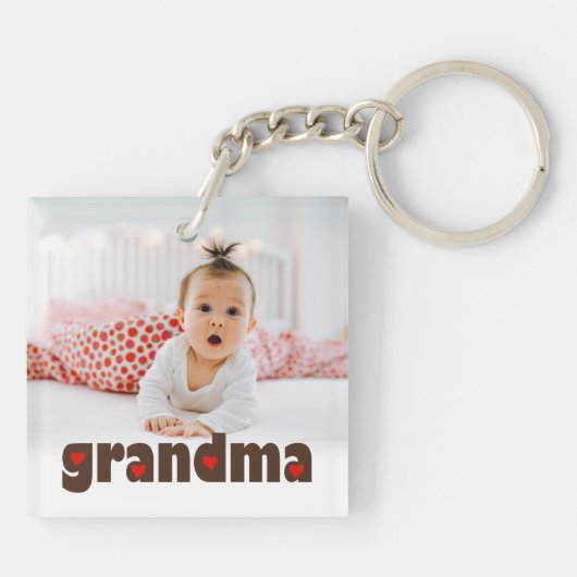 Oma Hearts Custom Photo Sleutelhanger (Achterkant)