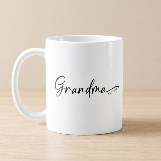 Oma heeft een minimaal script ingesteld koffiemok