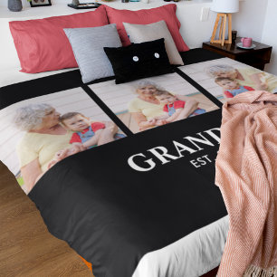 Oma heeft elegante vetgedrukte zwarte 3 foto neerg fleece deken
