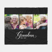 Oma heeft elegante zwarte script 3 foto fleece deken (Voorkant (Horizontaal))