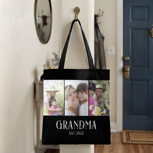 Oma heeft het moderne schrift 3 foto ingesteld tote bag
