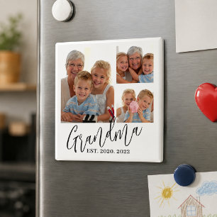 Oma heeft Modern Schrift 3 Foto opgericht Magneet