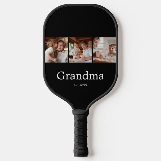 Oma heeft Modern Schrift 3 Foto opgericht Pickleball Paddle (Voorkant)