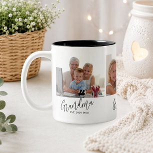 Oma heeft Modern Schrift 3 Foto opgericht Tweekleurige Koffiemok