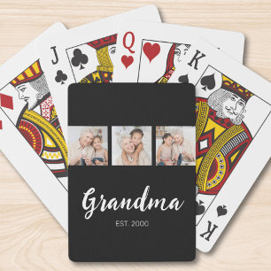 Oma heeft Modern Schrift 3 Foto Zwart ingesteld  Pokerkaarten