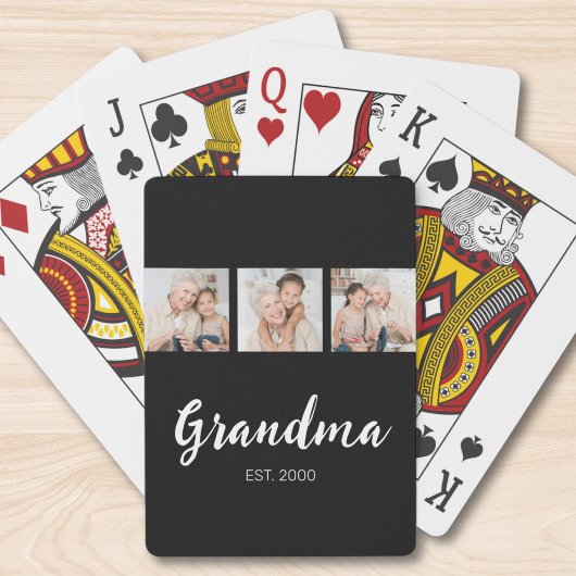 Oma heeft Modern Schrift 3 Foto Zwart ingesteld  Pokerkaarten