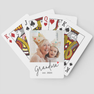 Oma heeft modern schrift foto ingesteld pokerkaarten