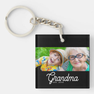 Oma heeft modern schrift foto sleutelhanger opgeri