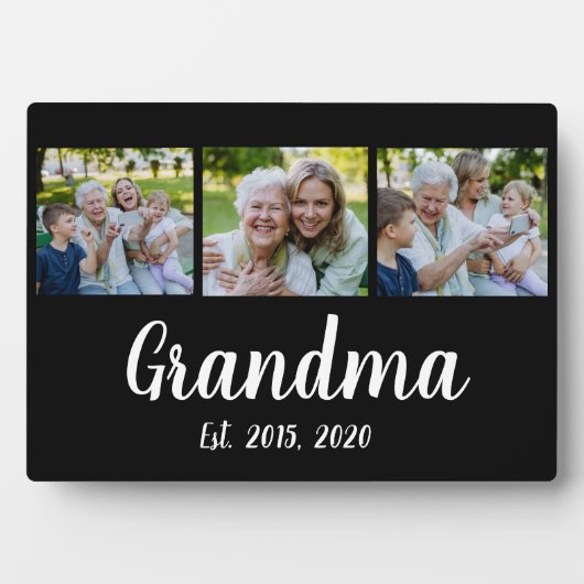Oma heeft modern schrift zwart 3 foto ingesteld fotoplaat (voorkant)